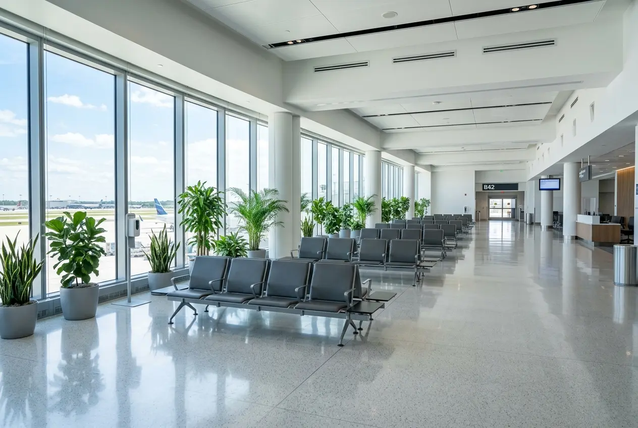 A public waiting area left fresh and sanitized after electrostatic disinfection